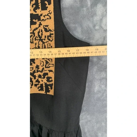 Banana Republic Embroidered Tencel Linen Mini Dress Black Shift Tassel Sz S $198 - Picture 10 of 10